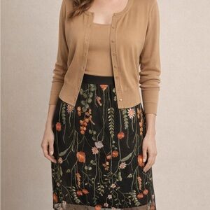 New Directions Black Skirt with Colorful Floral Design